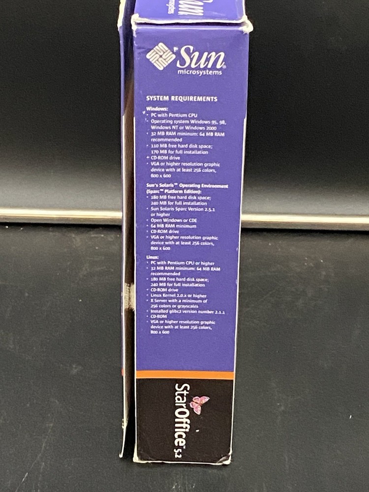 Vtg STAROFFICE 5.2 SUN Microsystems Software English CD-ROM 2000 LINUX Windows