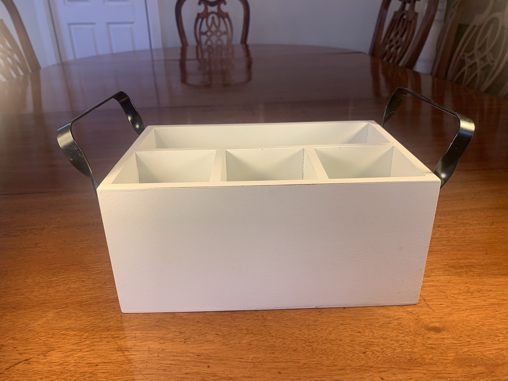 Festive “Seasons Greetings” Wooden Flatware Caddy