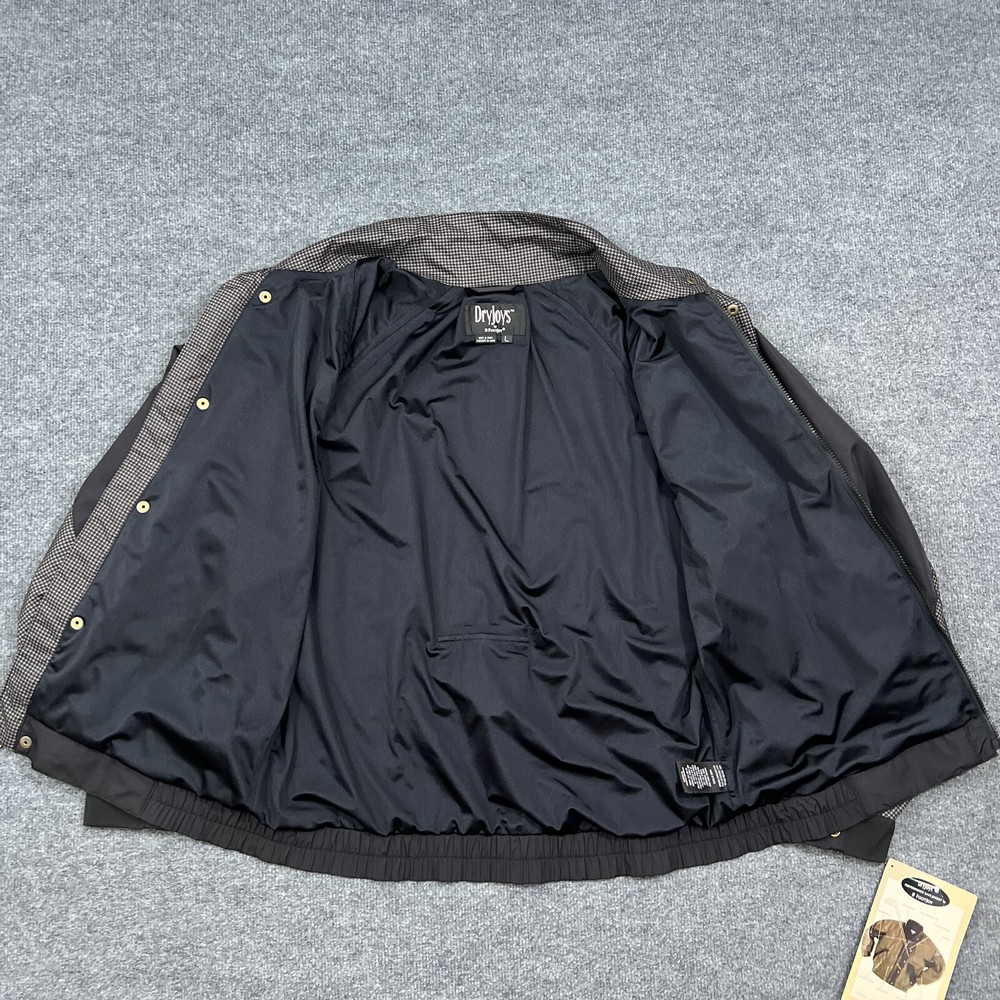 DryJoys FootJoy Mens Jacket Large Black Performance Rain Houndstooth Zip Snap