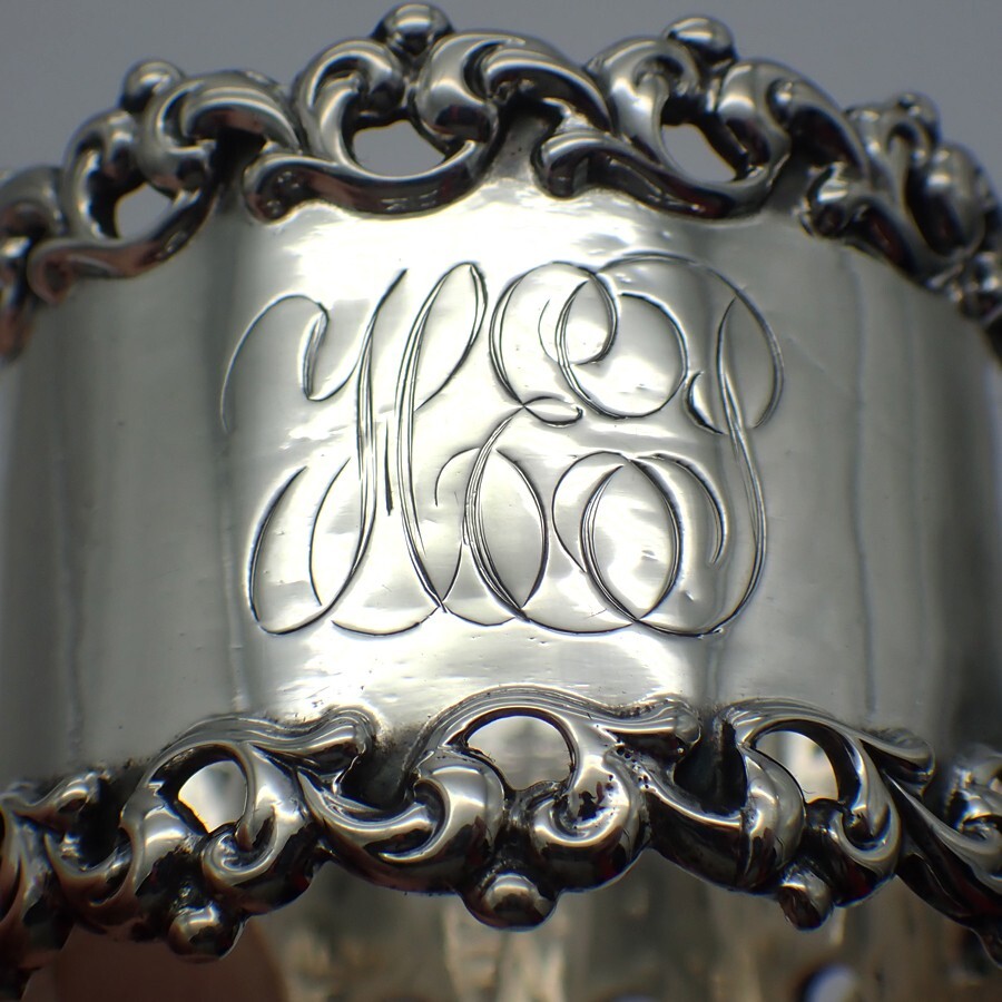 Scroll Border Napkin Ring Towle Sterling Silver Mono HEP