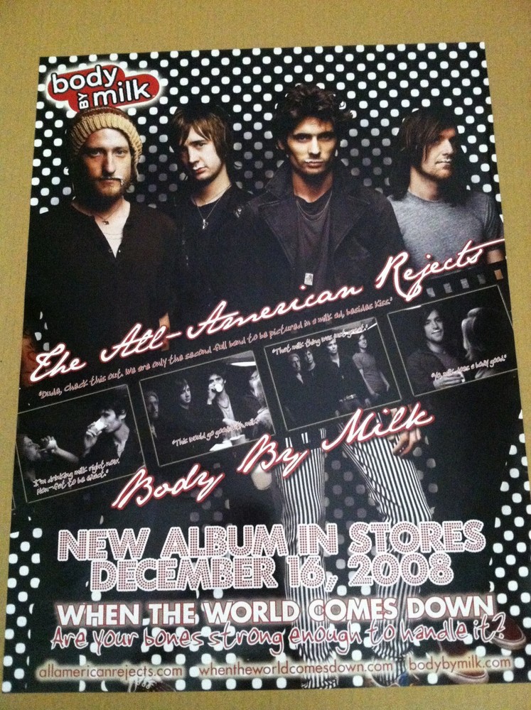 ALL AMERICAN REJECTS Body by MILK 2008 PROMO POSTER for When World CD MINT 18x24