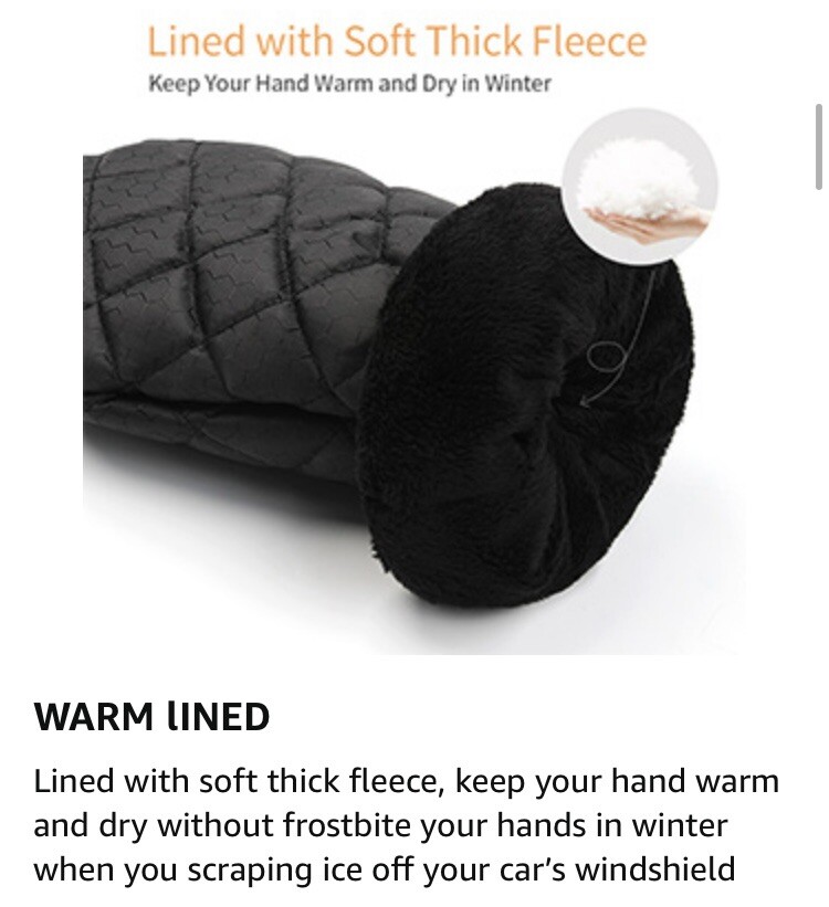 2 Pack Ice Scraper Mitts with Waterproof Snow Remover Glove