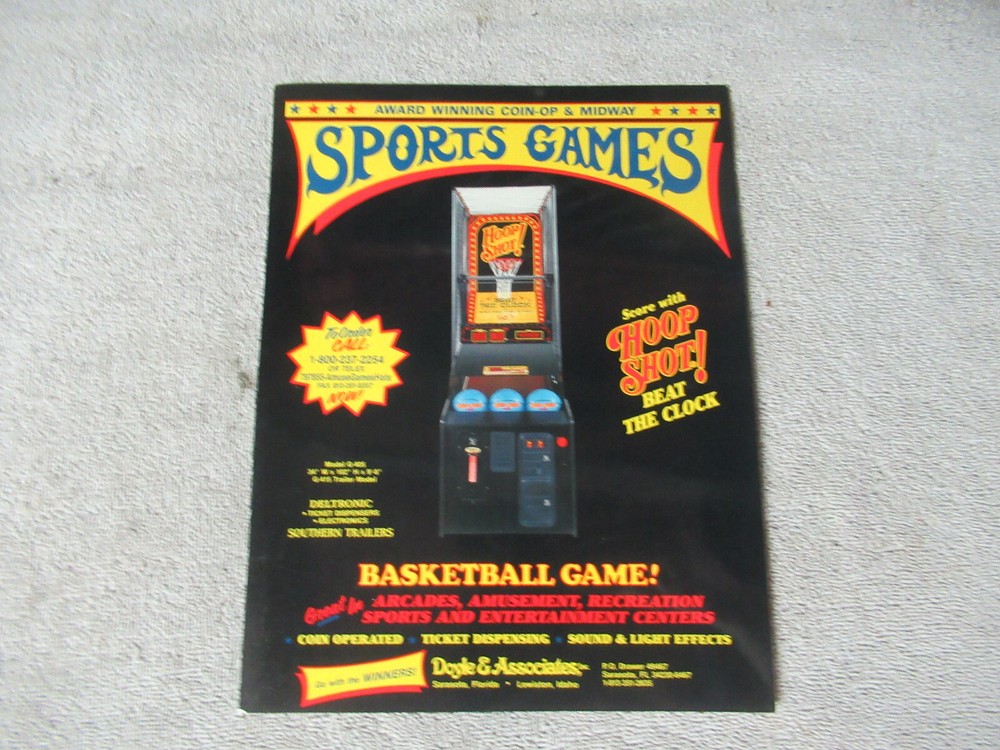 old stock HOOP SHOT basketball      ARCADE GAME  FLYER