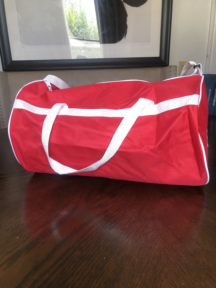 Google Branded Red/White Nylon Duffel Roll Bag - 14” X 9”