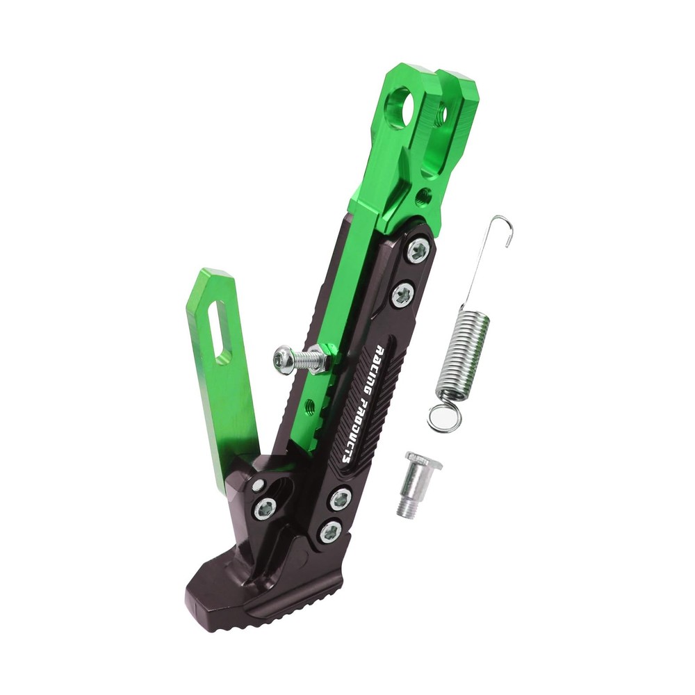 Green Adjustable Motorcycle Kickstand Universal Foot Side Support Parking