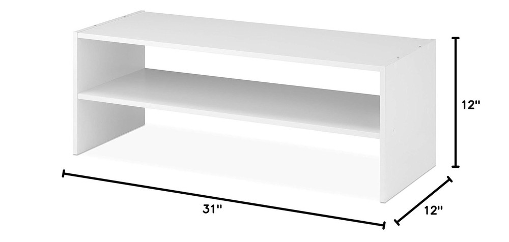 Whitmor Stackable 31" Extra Wide 2-Shelf Storage Organizer, White 31 INCH