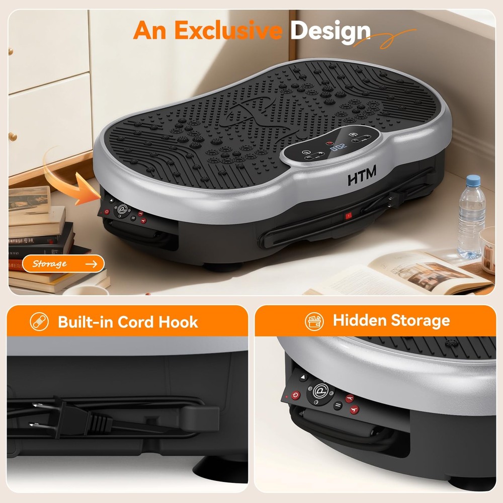 HTM Vibration Plate Exercise Machine - 300 lbs Weight Capacity, 120 Speed Lev...