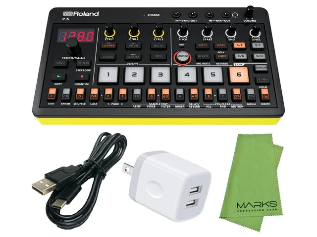 Roland AIRA Compact P-6 Creative Sampler with Universal AC Adapter Set New JAPAN