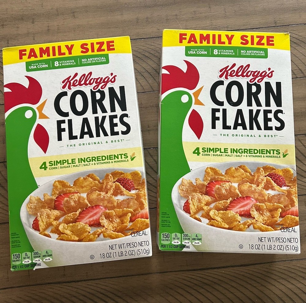 2 Boxes of Kellogg’s Corn Flakes Cereal 18oz Each Box