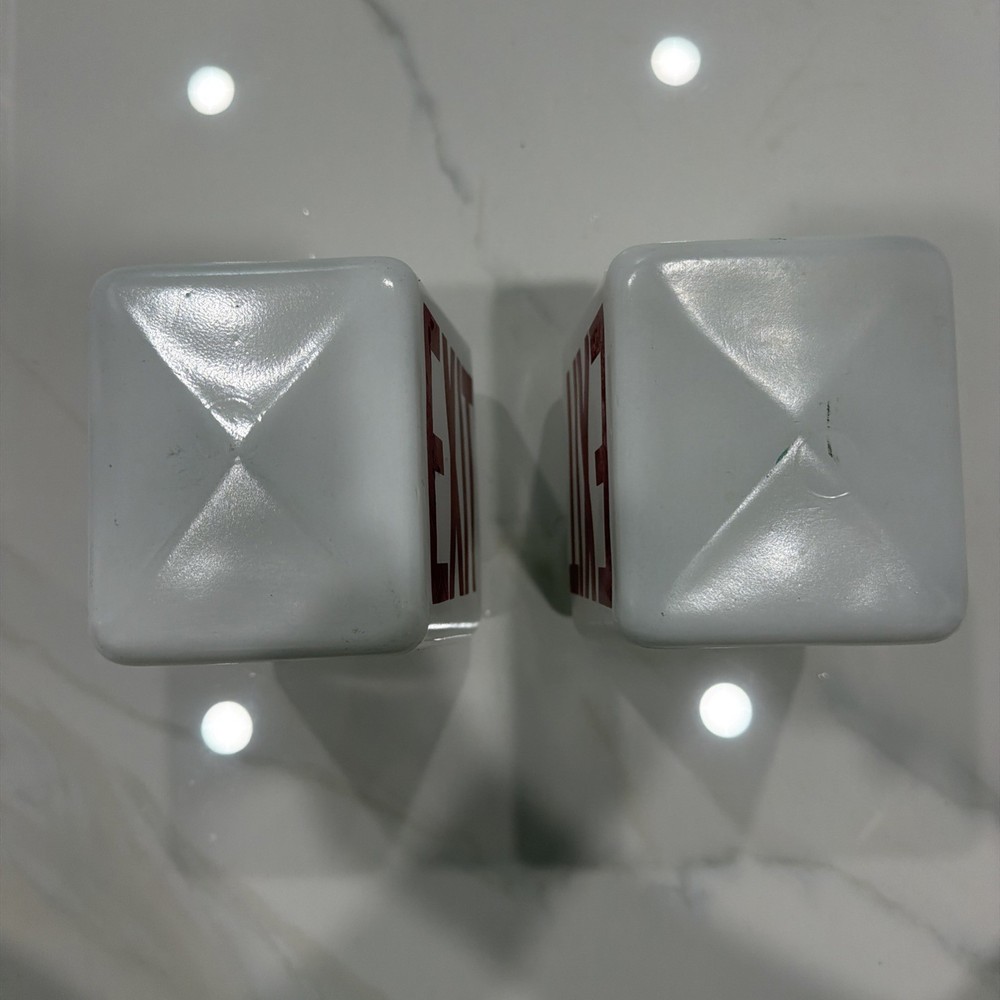 Milk Glass White Exit Double Sided Unusual Light Cover