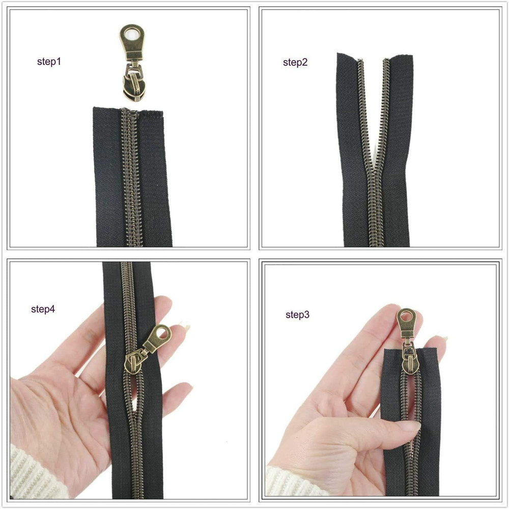 Nylon Zipper - 10 Yards Continuous, 5# Cuttable, with 25 White Zipper Pull Slide