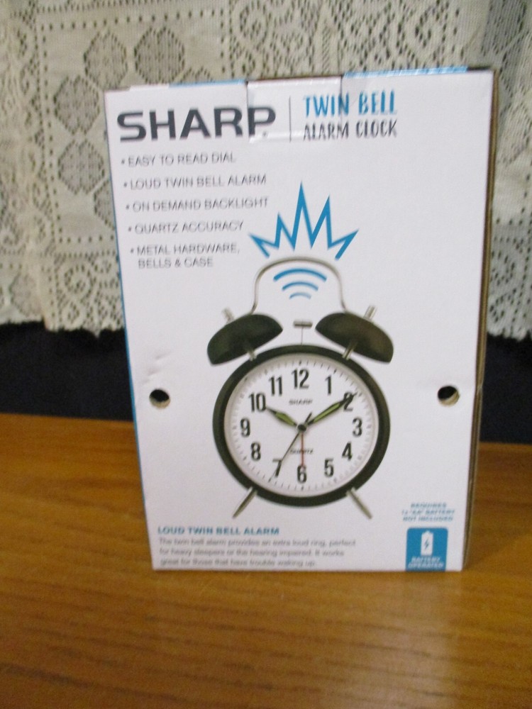 Twin Bell Loud Alarm Clock SPC843 Back Light Black Sharp