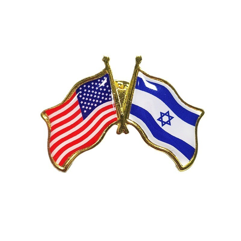 Pack of 10 SUPPORT ISRAEL and USA Crossed Friendship Flag Lapel Pin