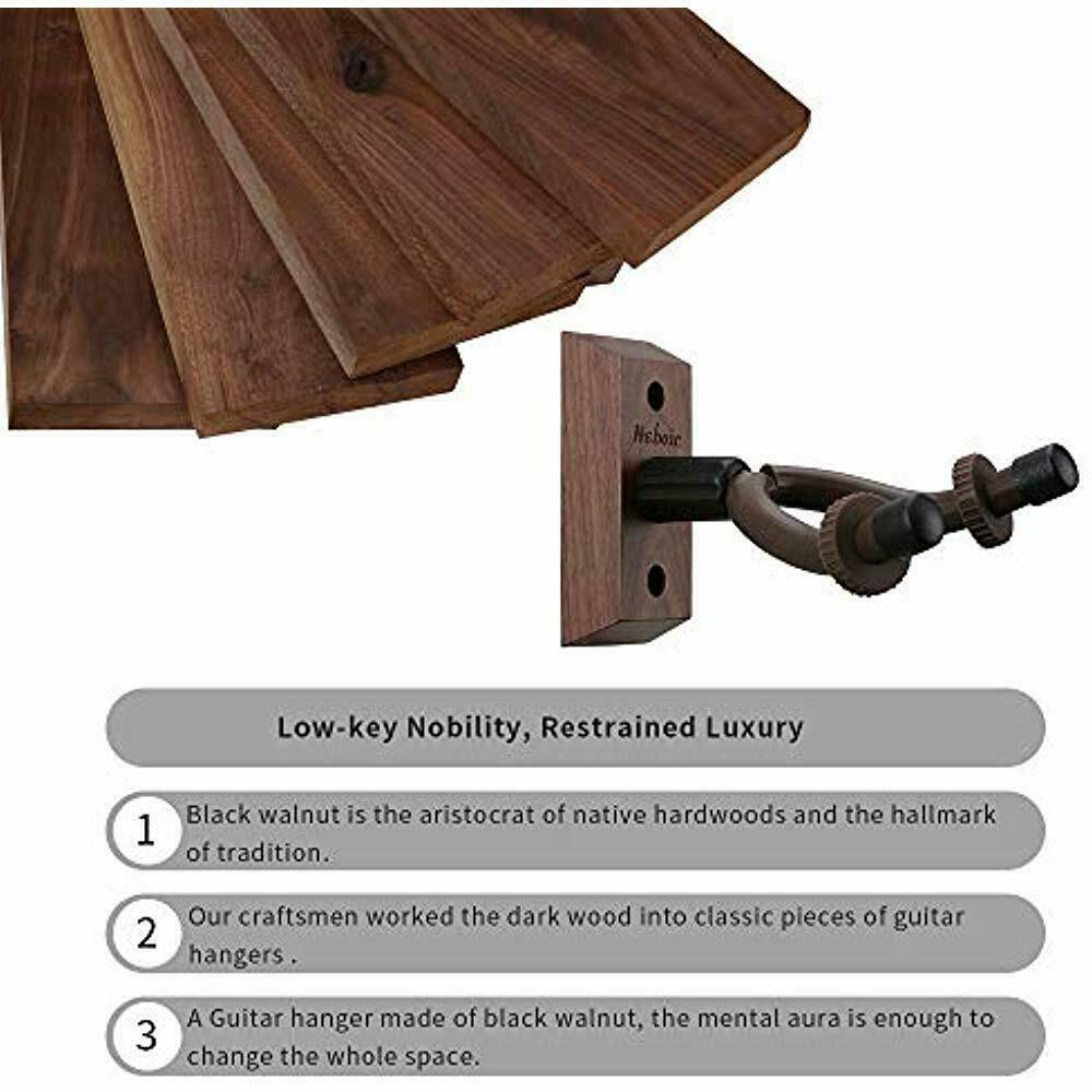 3-Pack Black Walnut Guitar Hanger Wall Mounts