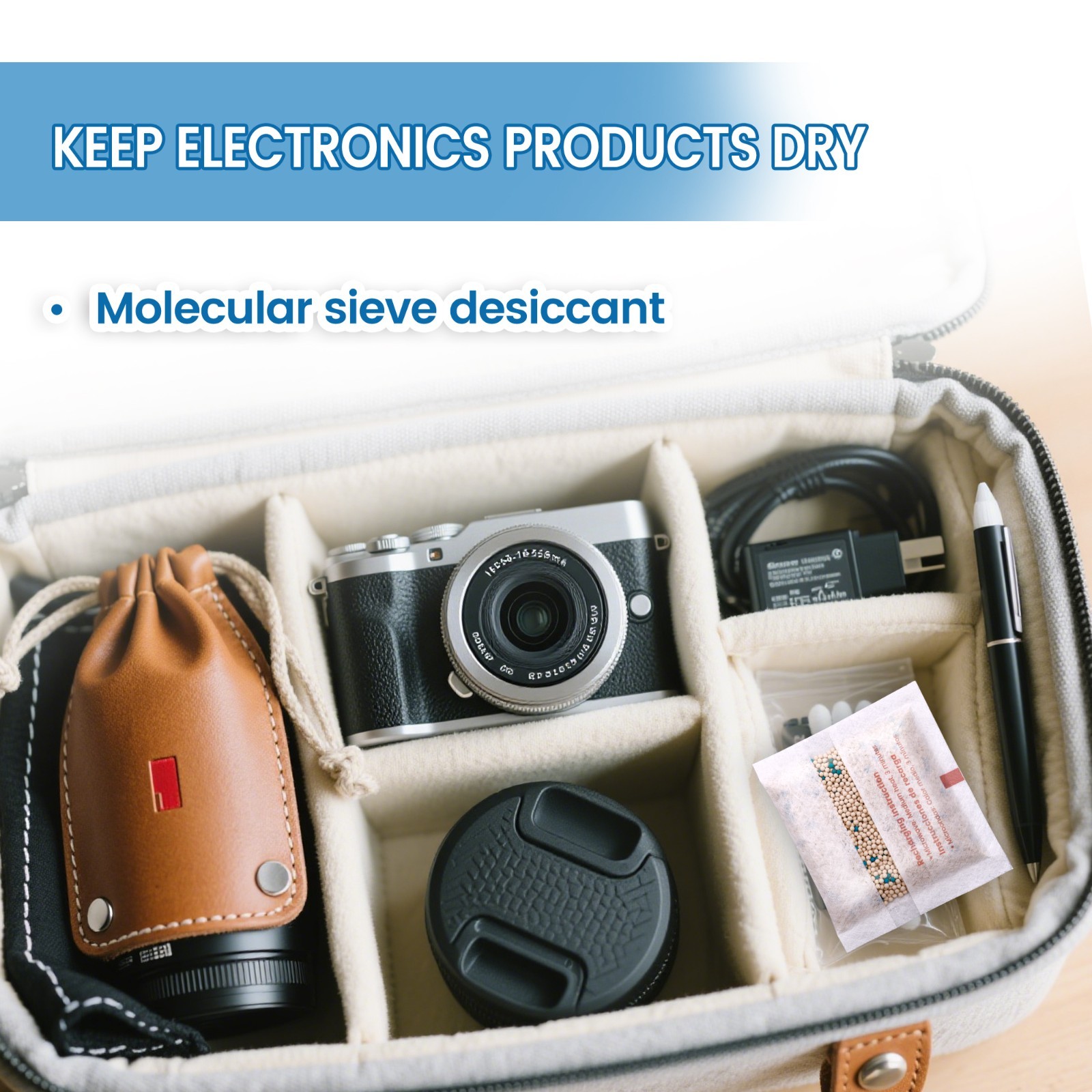 [5 Gram 50 Packages] Adsorbco Rechargeable Molecular Sieve Desiccant Packs