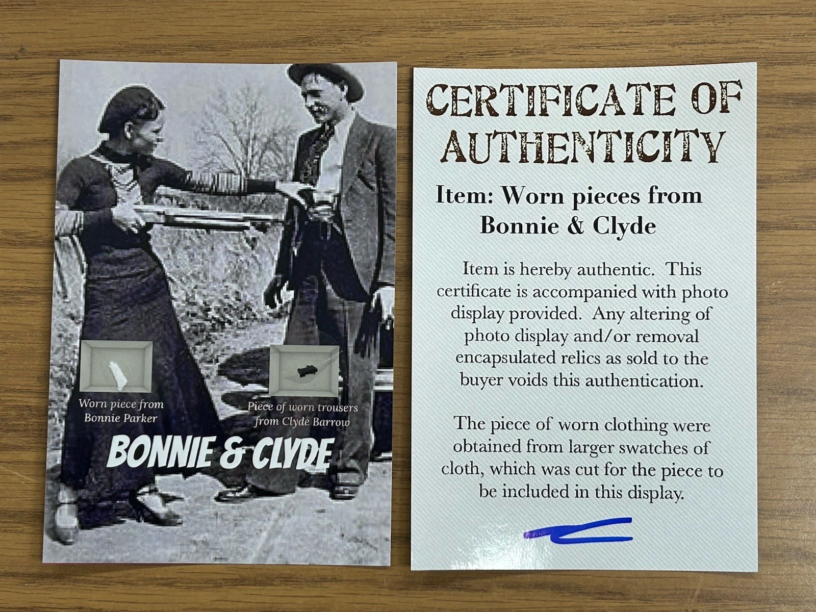 Bonnie & Clyde relic pieces worn trousers & piece mob gangsters Barrow Parker