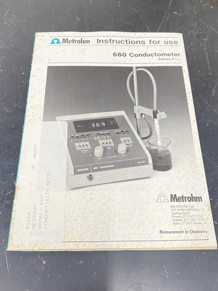 Metrohm 660 Conductometer - User Guide / Manual / Instructions Book