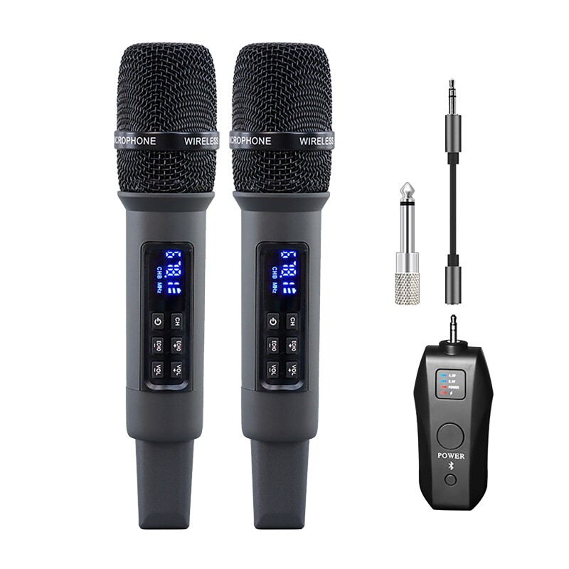 Rechargeable Wireless Handheld Microphone bluetooth UHF Mic w/ Portable Receiver