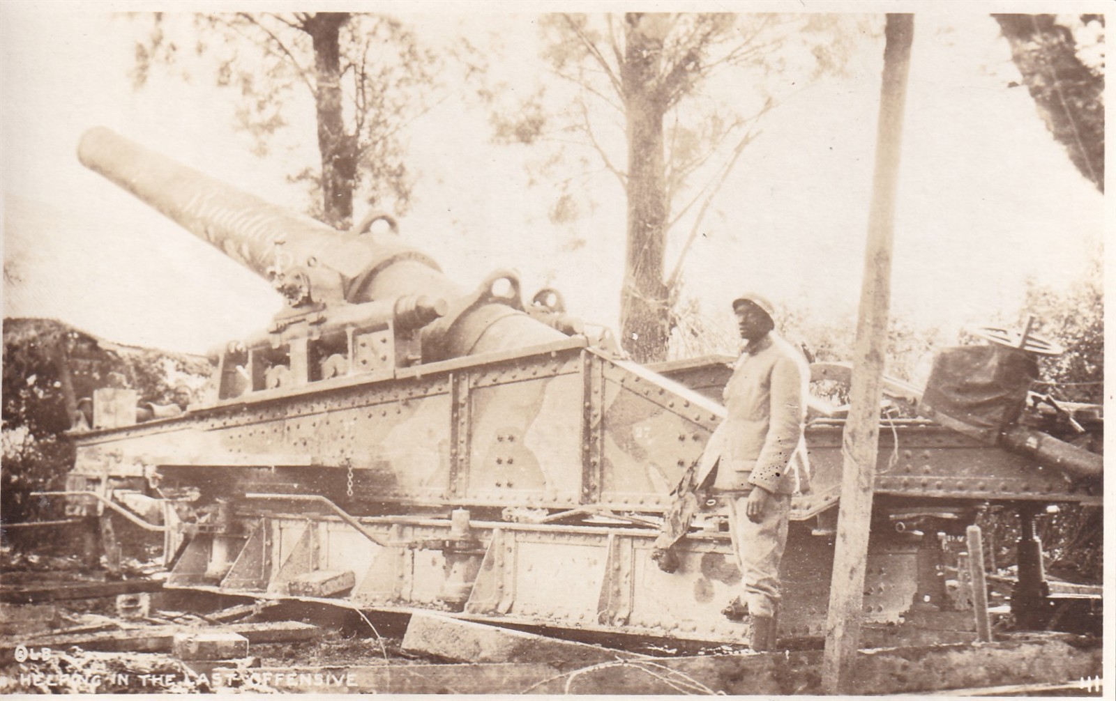 Original WWI RPPC Photo Postcard FRENCH BIG RAILWAY GUN RAILROAD ARTILLERY 177