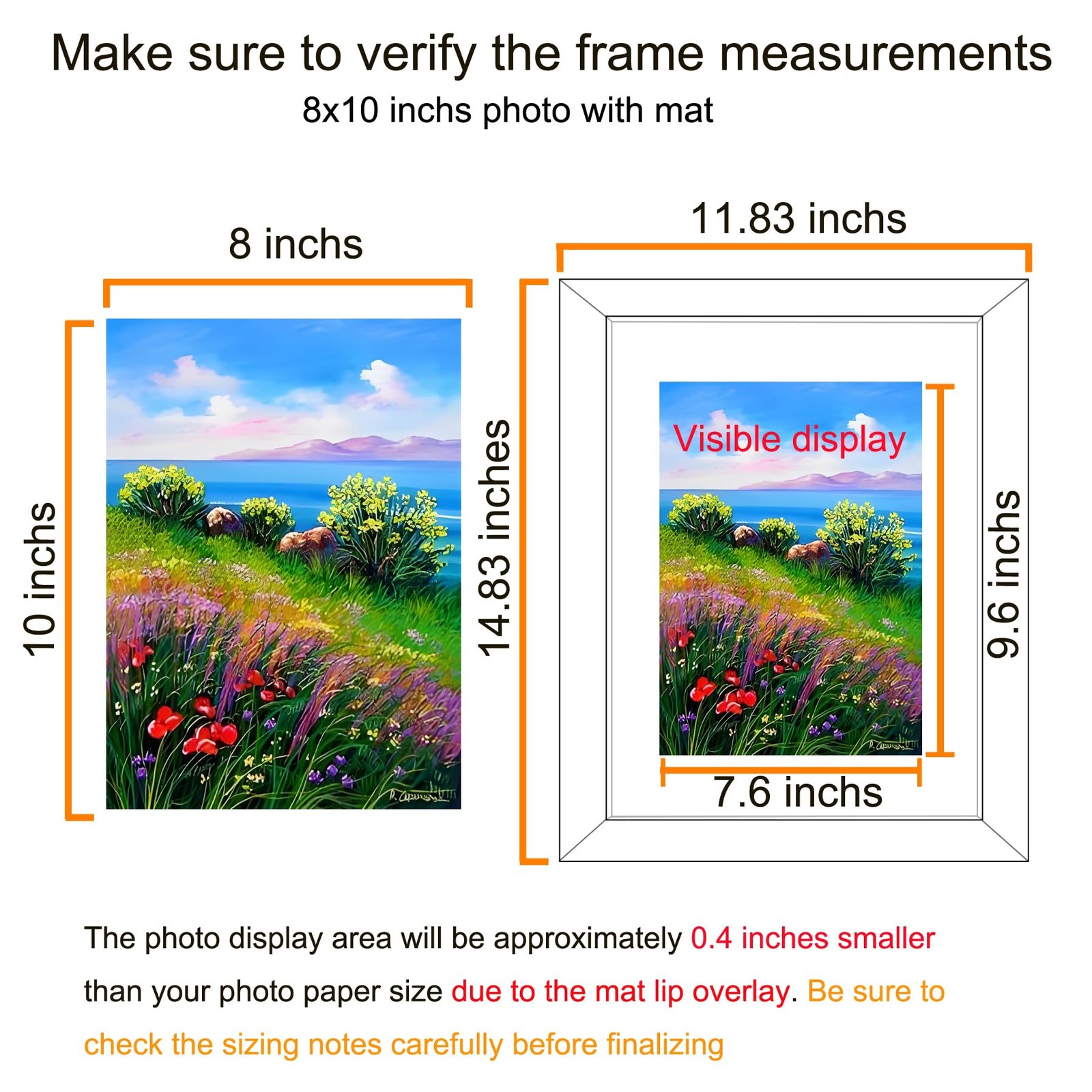 11x14 Picture Frame Black Set of 6, Display Pictures 8x10 with Mat or 11x14 w...