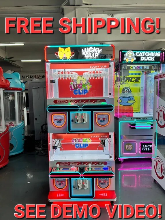 Rotating Spinning 25 Clip Prize Skill Redemption Claw Machine Arcade Combo (4)