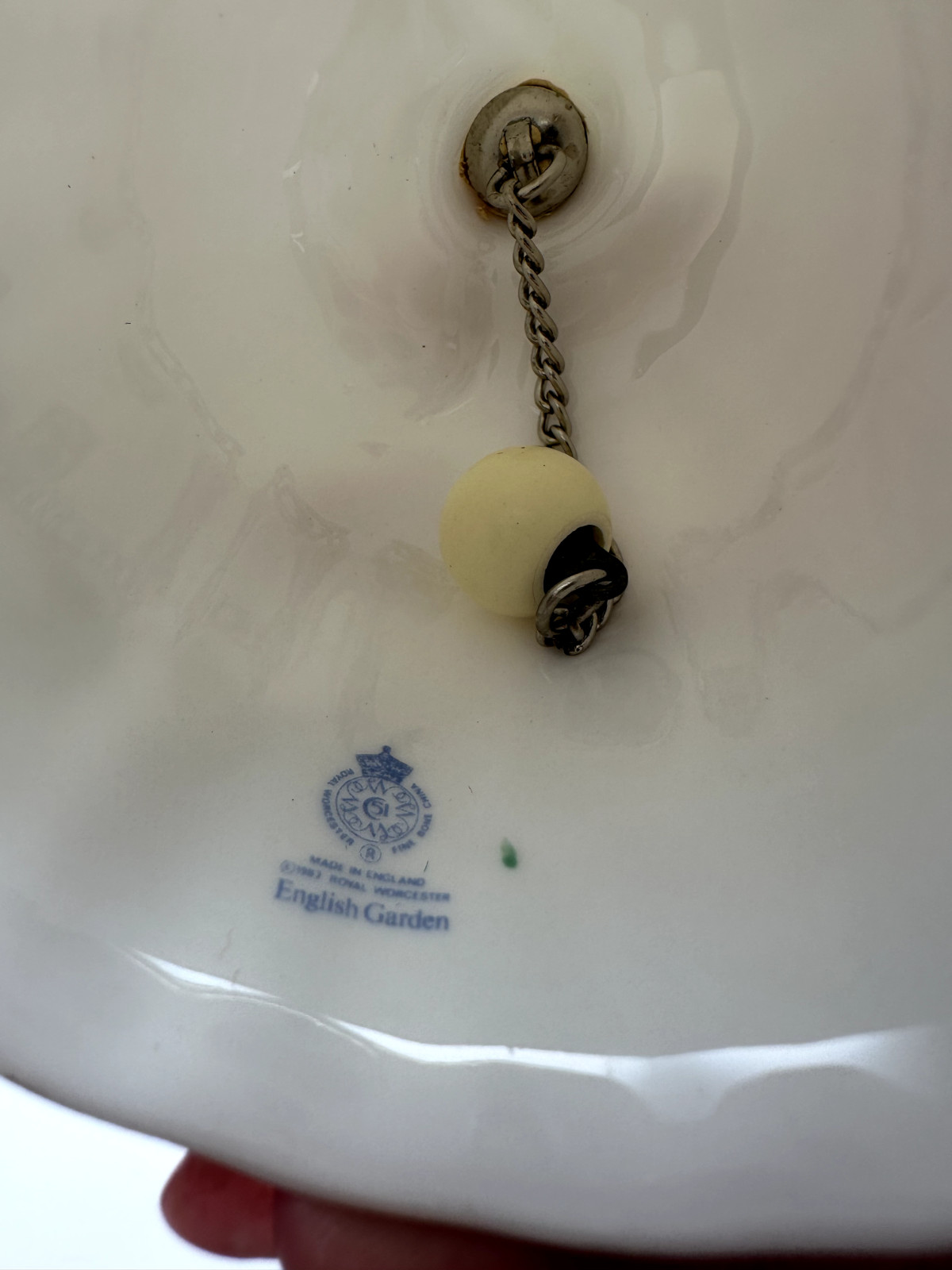 Vintage England Ceramic Bell w Butterfly Floral Royal Worcester English Garden