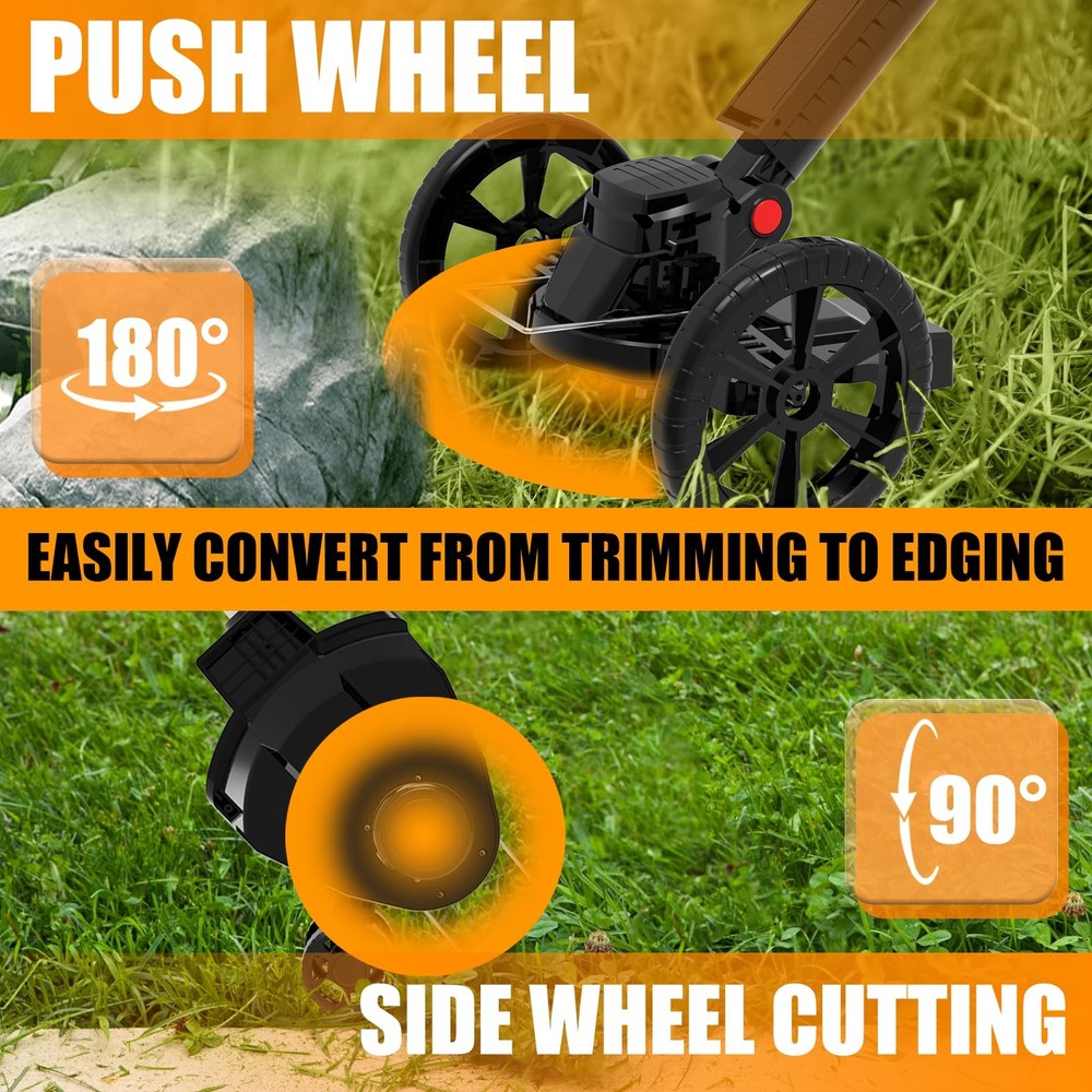 Electric Cordless Weed Wacker Eater Battery Powered, Stringless Weed Trimmer ...