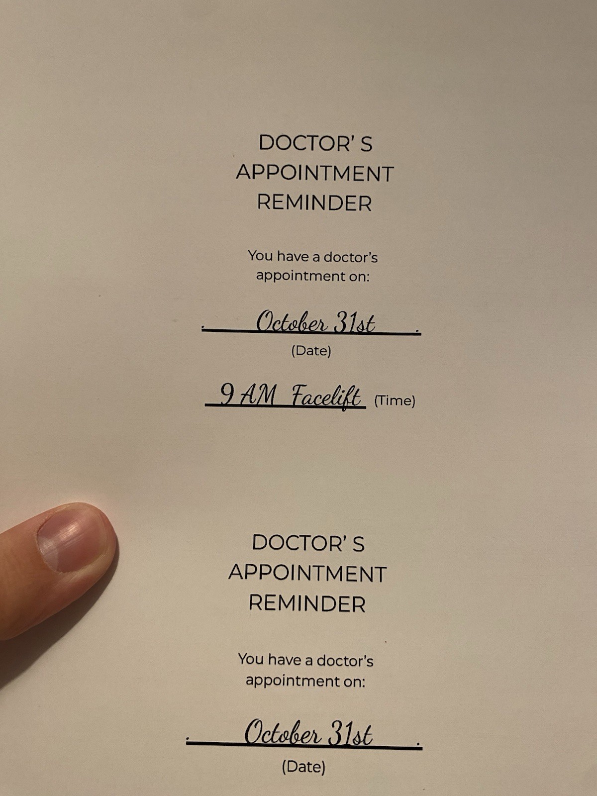 Sheet of Mrs. Potato Head’s Doctor Appointment reminder MELANIE MARTINEZ MV