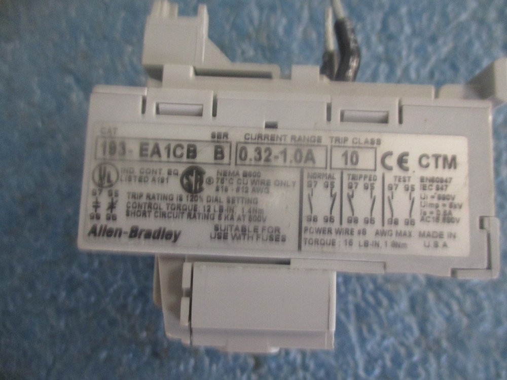 Allen-Bradley Cat. #: 193-EA1CB Overload Relay. Series: B