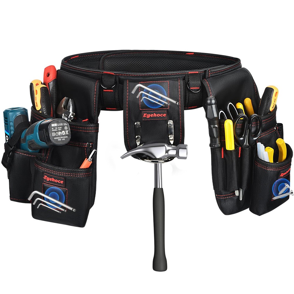 Tool Belt with Multiple Pockets，Adjustable and durable carpenter tool beltele...