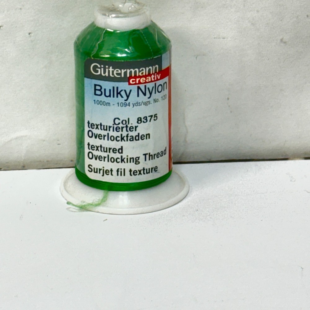 Gutermann Bulky Nylon Thread Overlocking, Textured, 8375 Green, 1000M