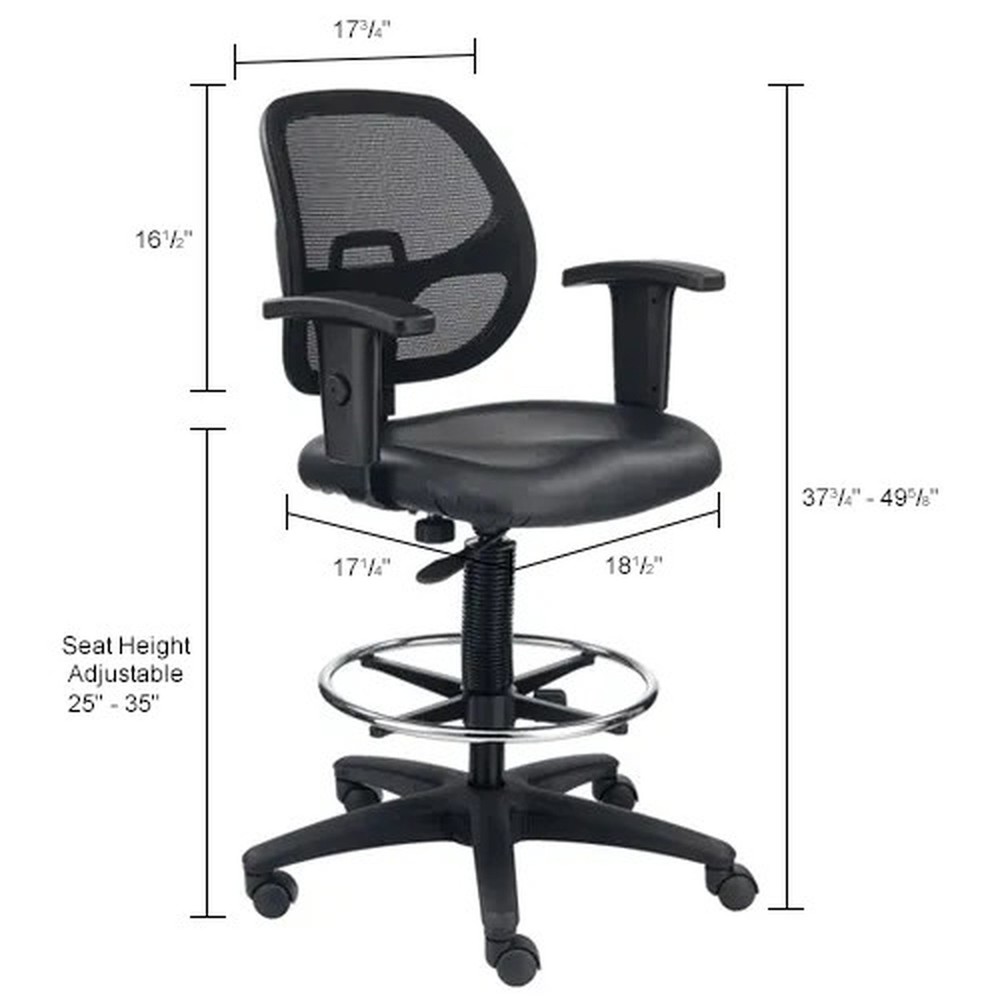 Interion? Vinyl Drafting Stool, Black