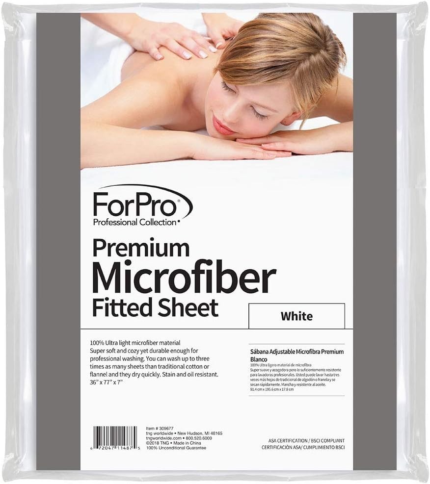 Ultra-Light Microfiber Fitted Sheet for Massage Tables, 36x77 Inches