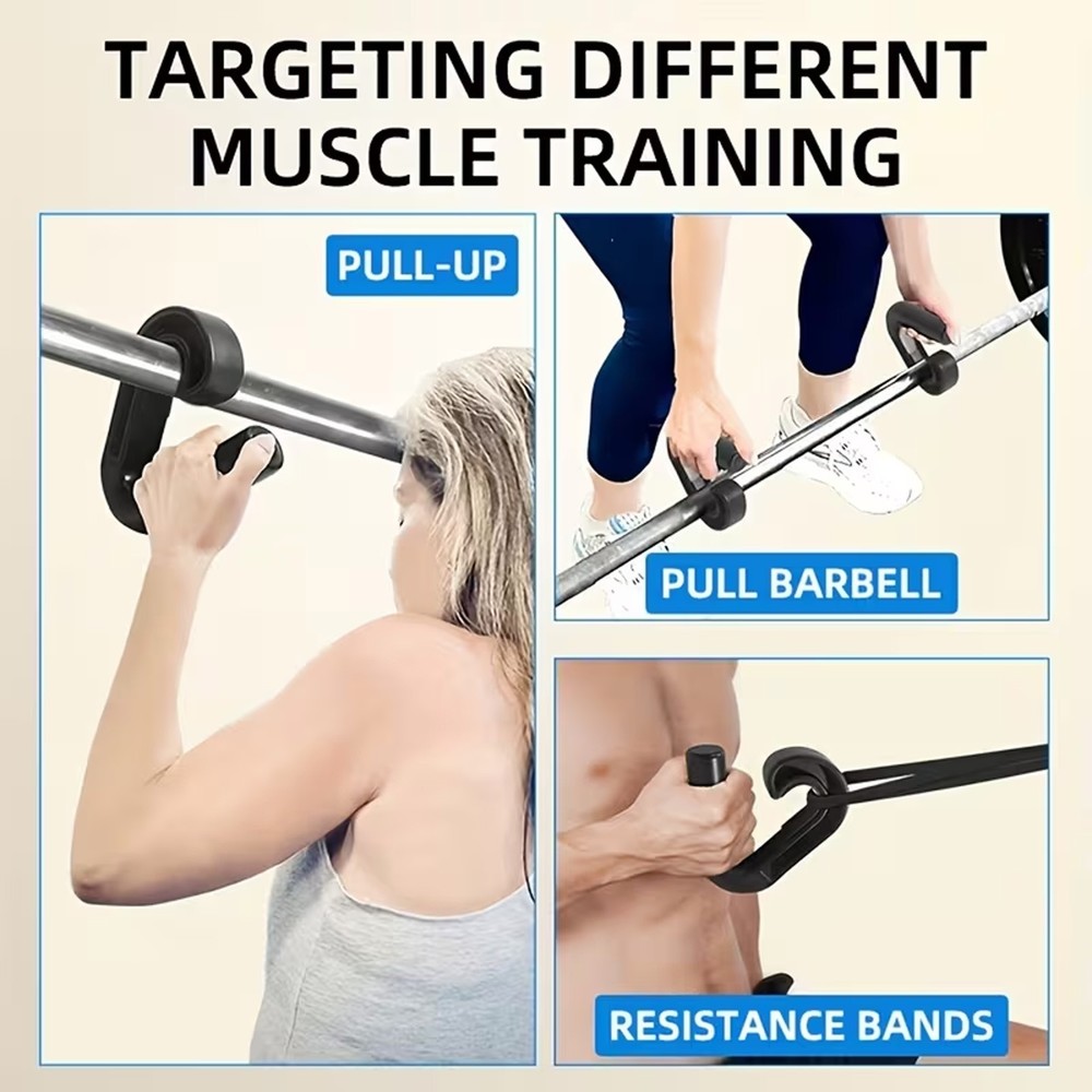 Neutral Grip Handle Attachment for Pull-up Bars, 1 Pair Portable Hooks Black