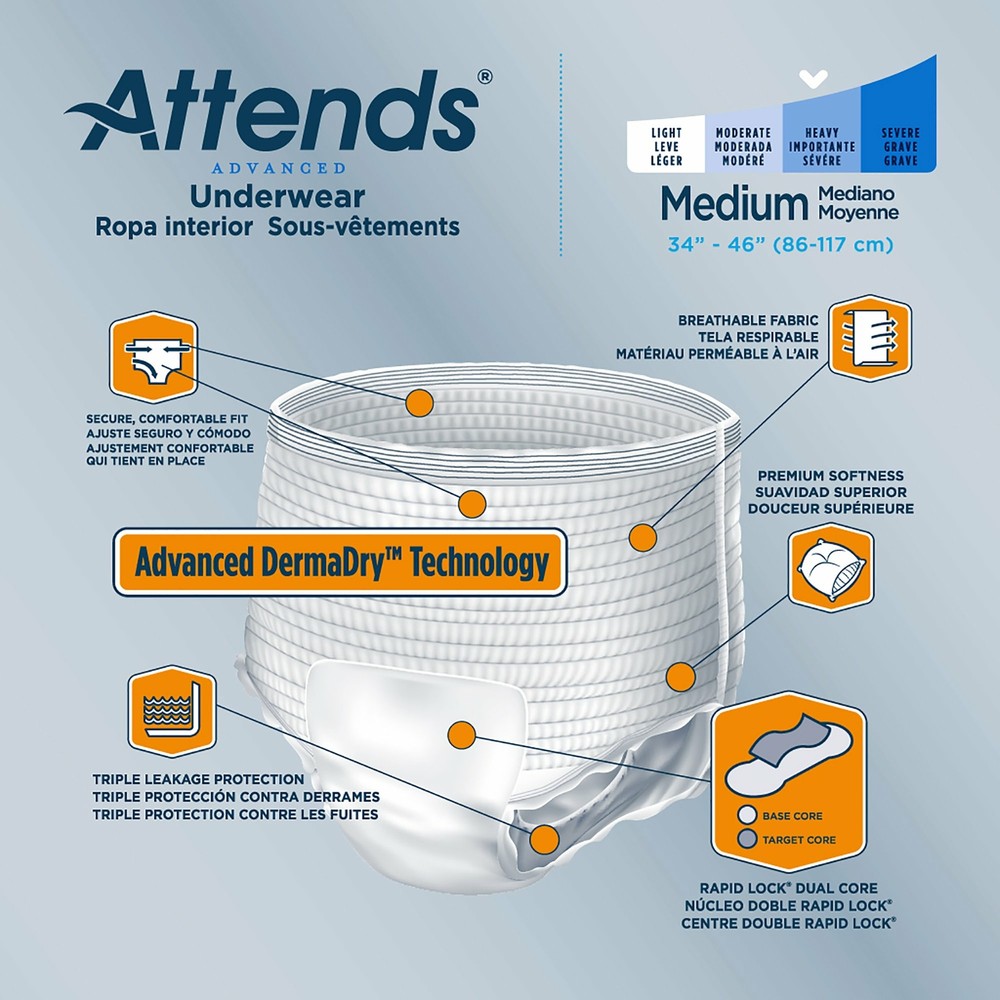 Attends Disposable Underwear Medium Heavy 20 Ct