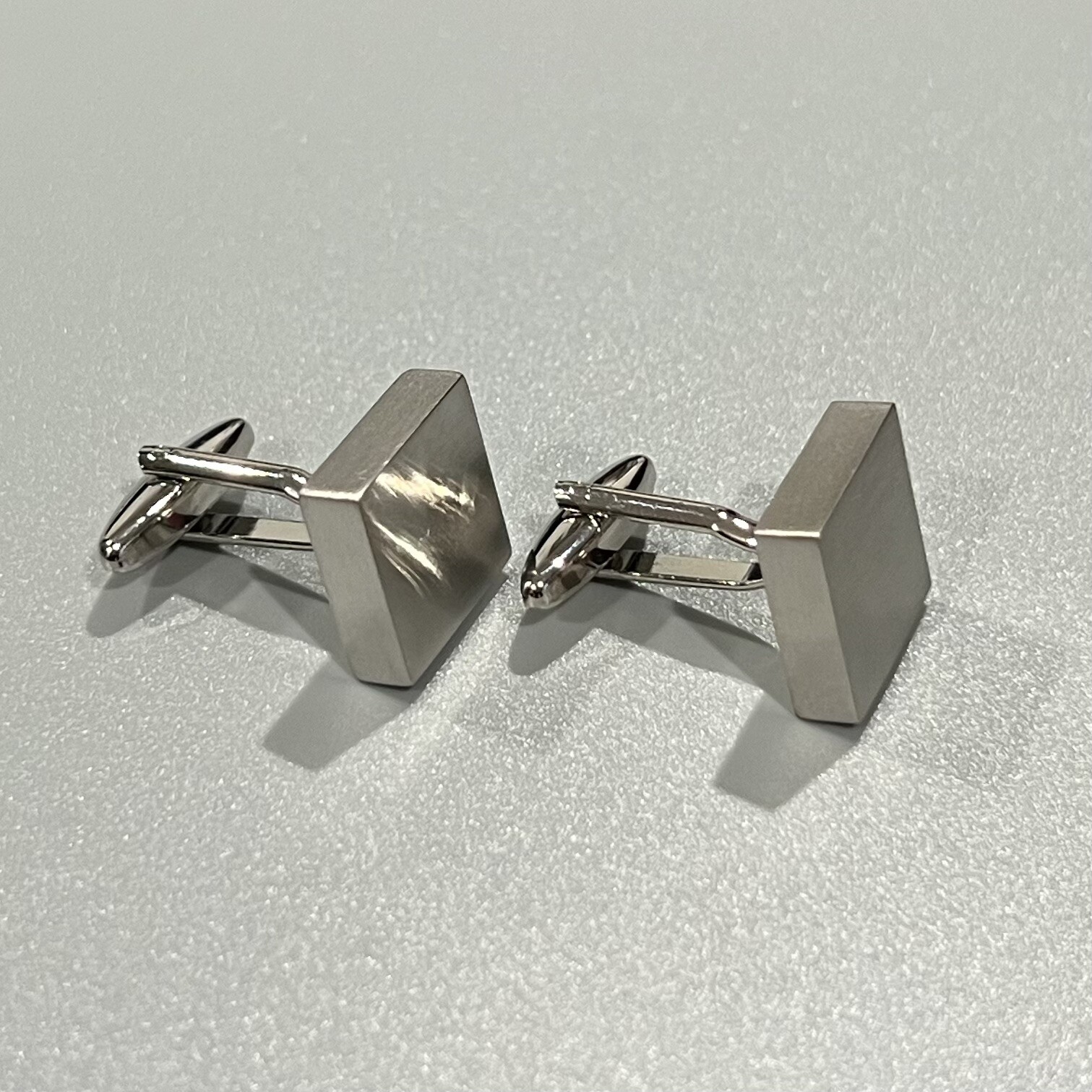 Brushed Silver Tone Square Cufflinks For Men Daily Wear Birthday Gift In Box