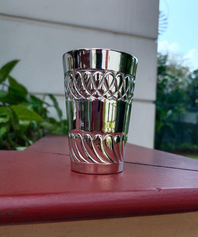 Shabbat Kiddush Cup, Silver Plated Cup, Sam Judaica Glass