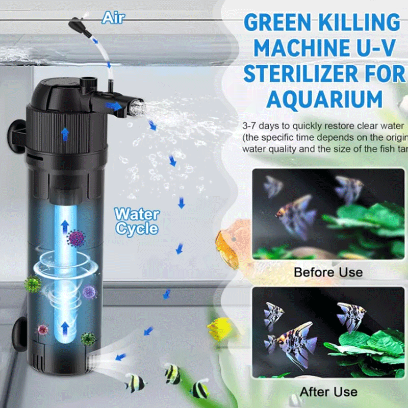 5-IN-1 Internal Aquarium Fish Tank UV Sterilizers Filter Submersible Water Pump