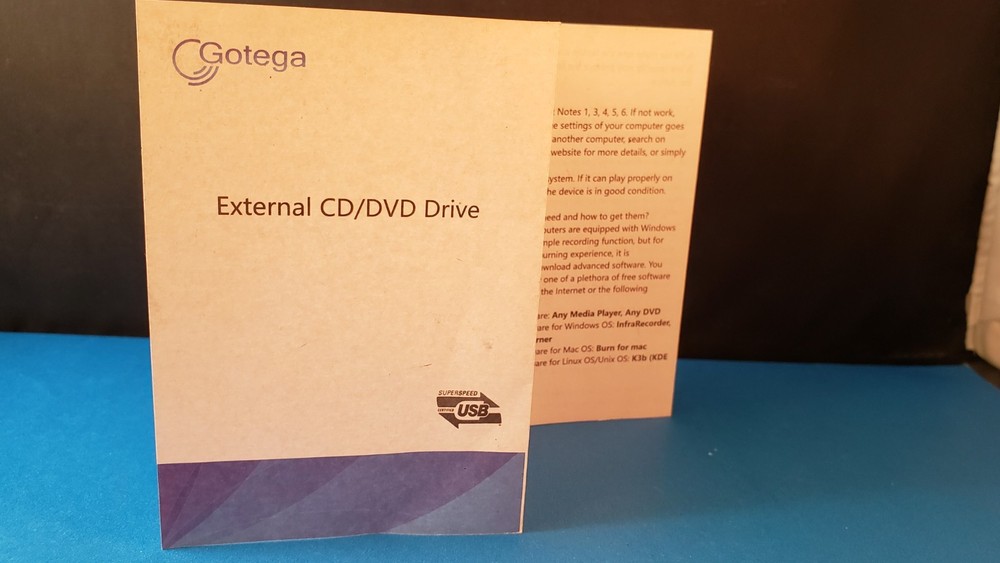 GOTEGA External CD/DVD Drive USER SUPPORT GUIDE Small PAMPHLET Instructions