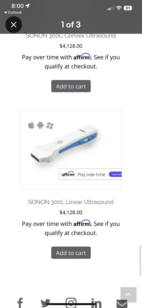 SONON 300L Linear Array Wireless Ultrasound Probe Device