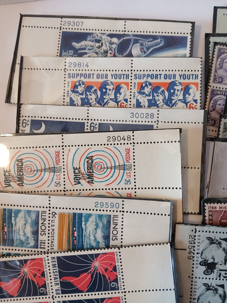 Large Lot Unused Us Postage Stamp Blocks