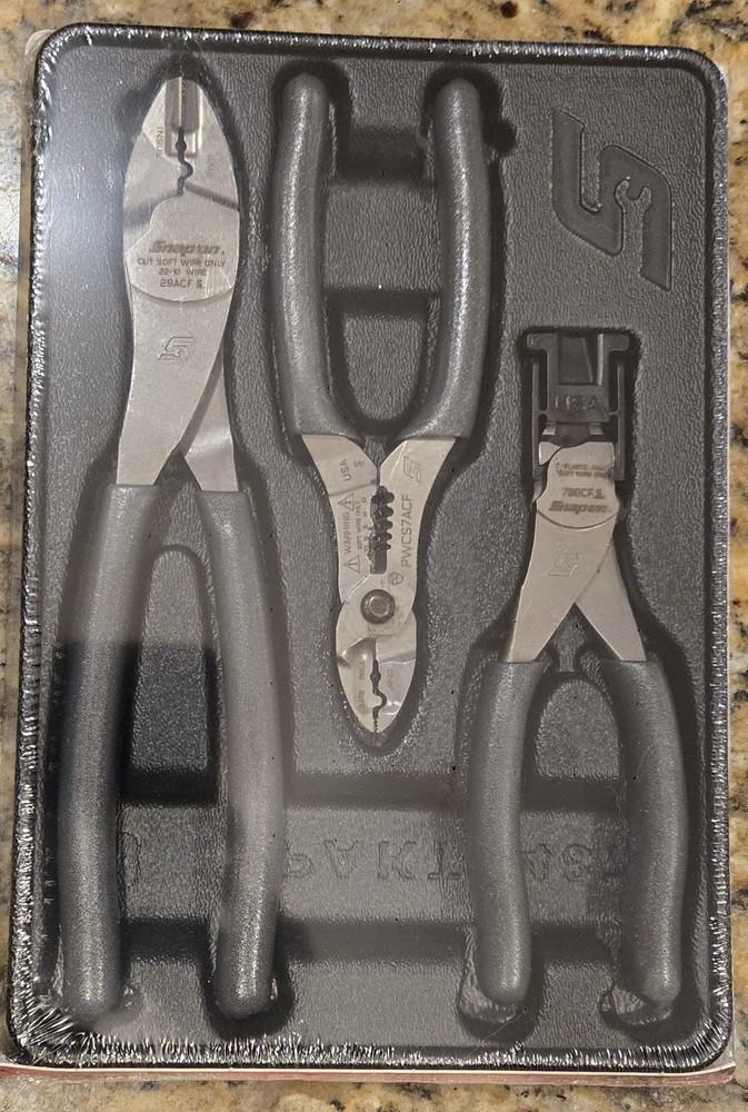 SNAP-ON TOOLS 3Pc (DK TITANIUM) Soft Grip Wire Service Pliers Set PLWIREKIT DT