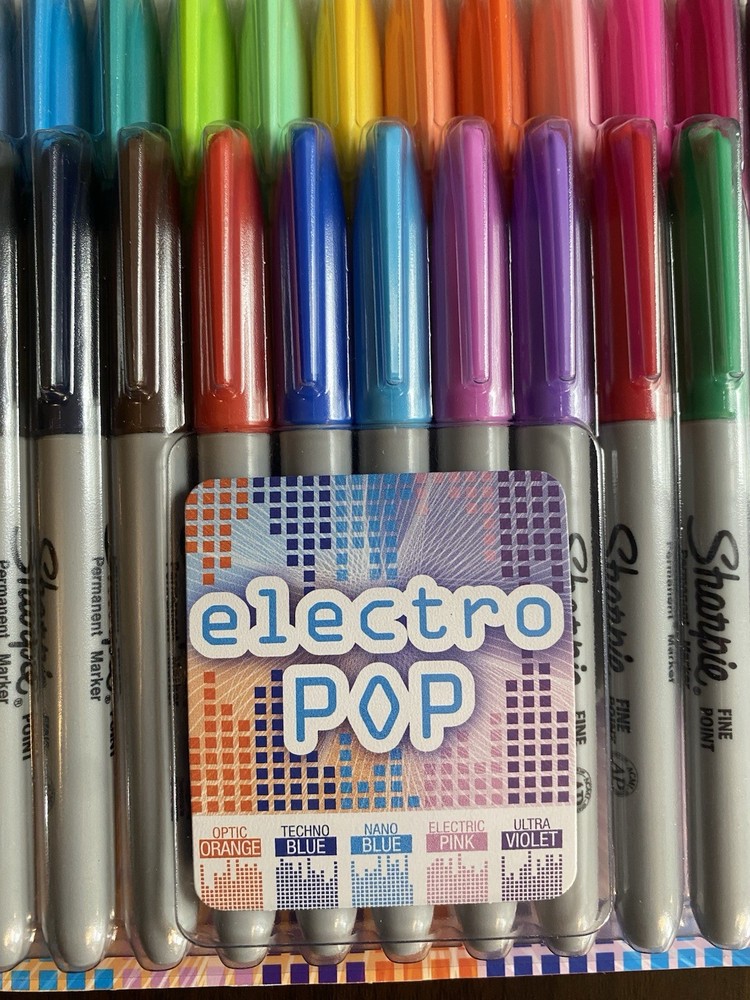 Sharpie Fine Point Permanent Markers Limited Edition Electro Pop, 24-Pack Sealed