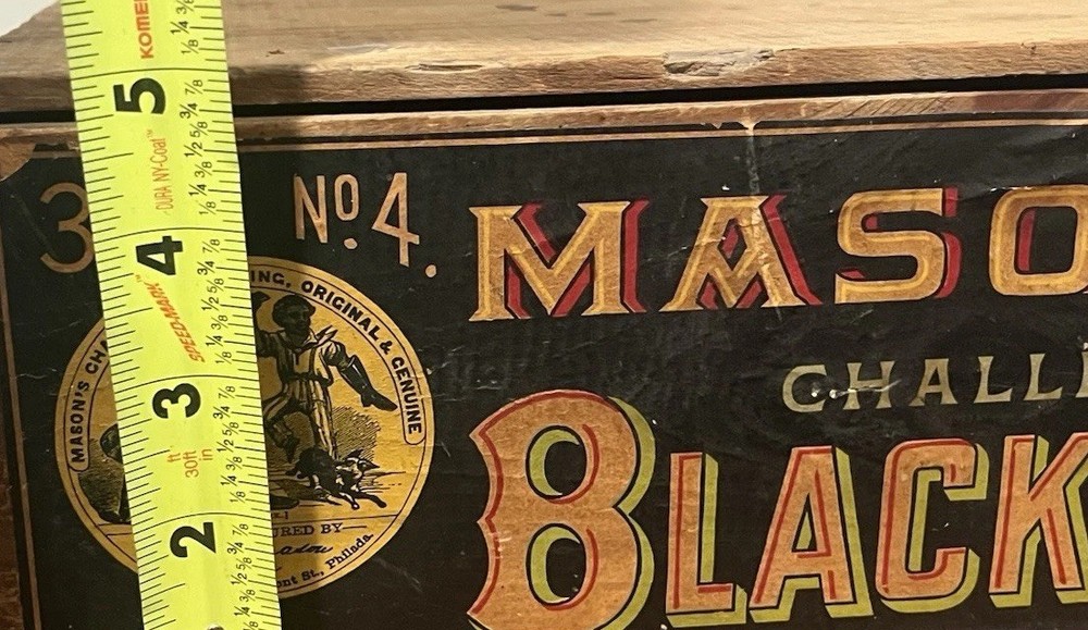 ANTIQUE MASON'S CHALLENGE BLACKING STORE DISPLAY WOOD BOX