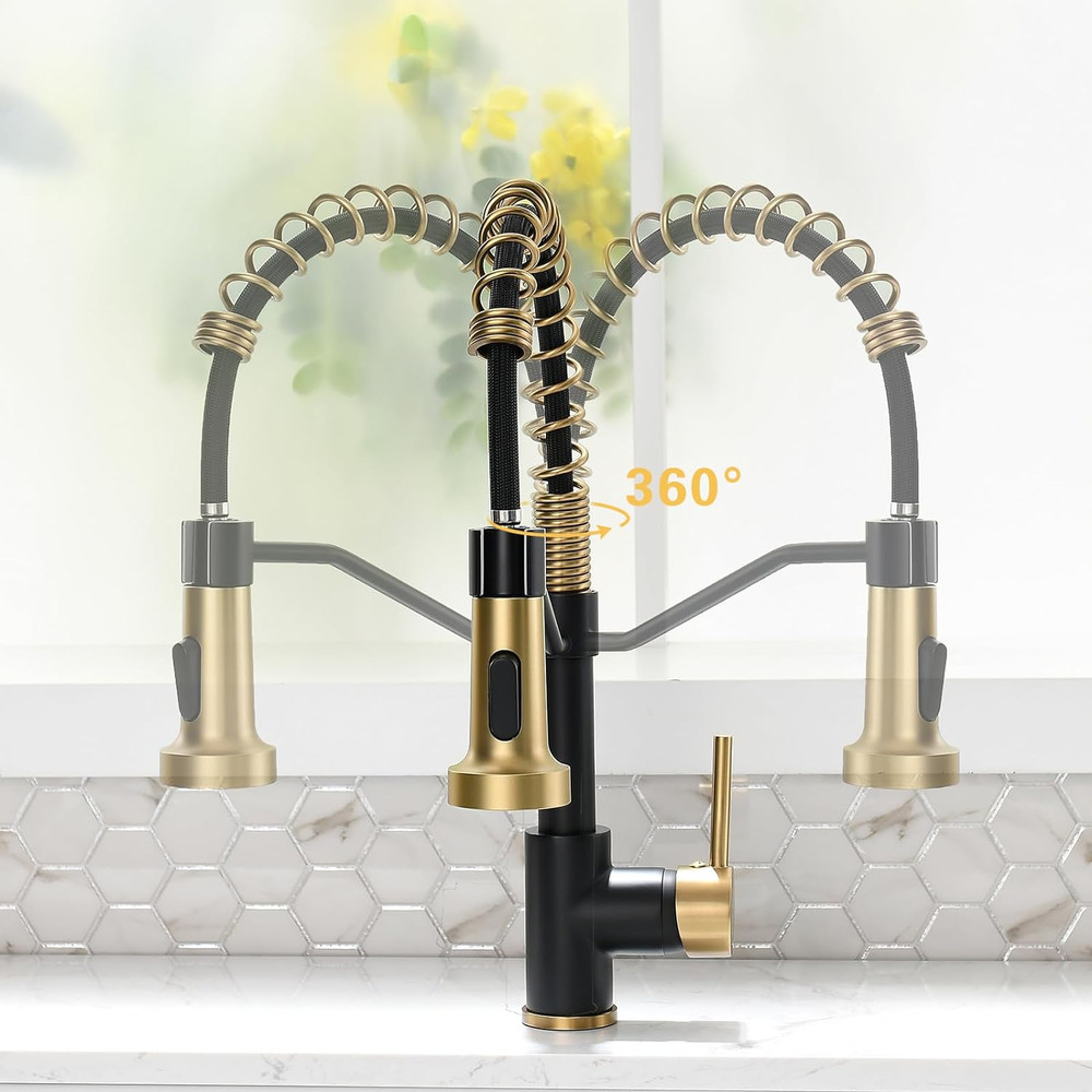Matte Black Kitchen Faucet with Pull Down Sprayer for RV and Farmhouse