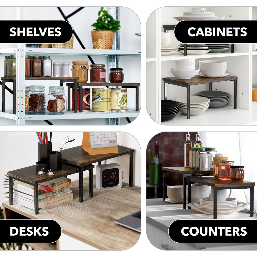 Simple Houseware Expandable Stackable Cabinet and Standard, Rustic Brown