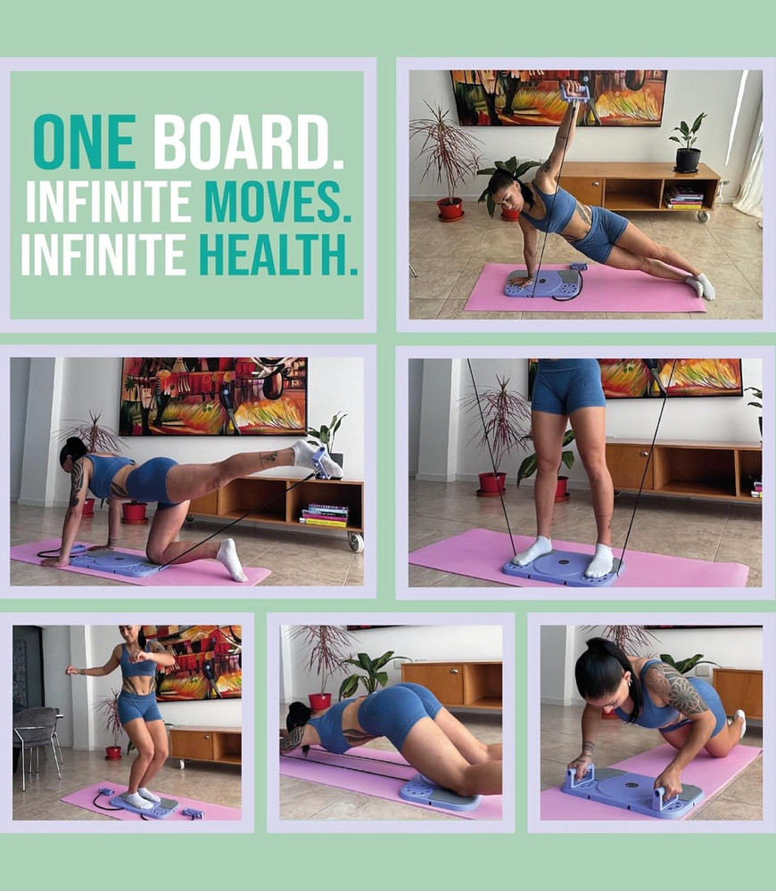 Pilates Board Reformer Set Foldable Home Workout w/ Bands Ball Timer