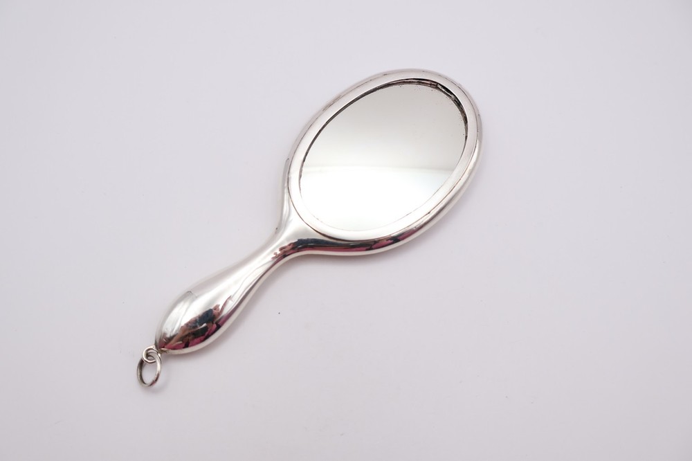 Antique Sterling Silver Large Chatelaine Mirror Hallmarked Birmingham 1915