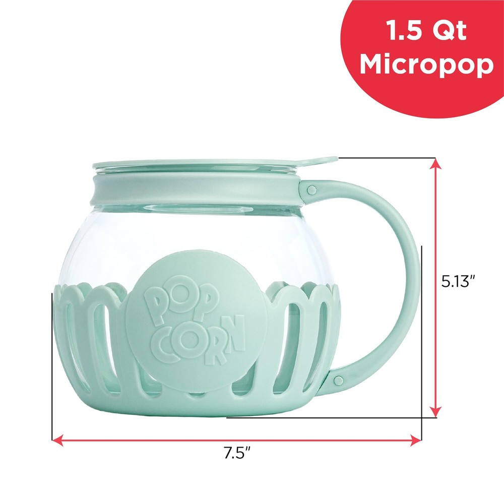 Ecolution Patented Micro-Pop Microwave Popcorn Popper with Temperature Safe Gl