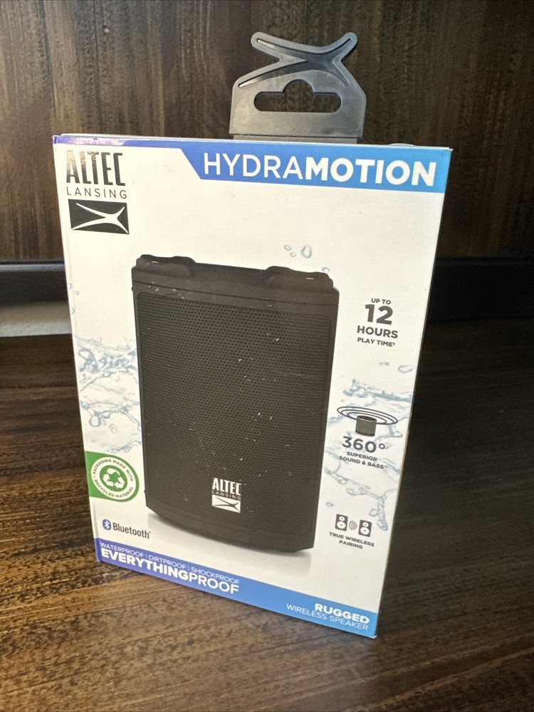 Altec Lansing HydraMotion Bluetooth Speaker Waterproof ,Shockproof black - NEW
